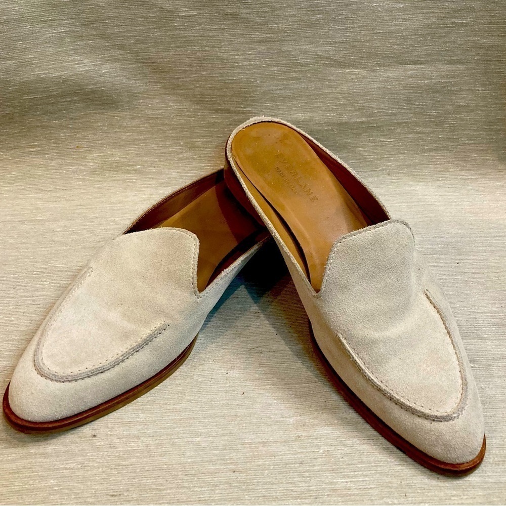EVERLANE Sz 7 Suede Slip On Modern Almond Toe Made in Italy Mules